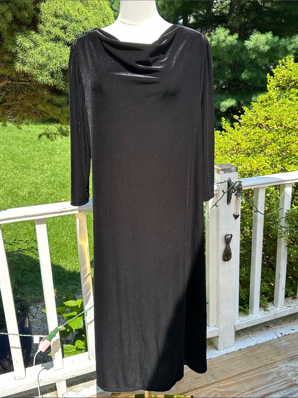 J JIll Classic Black Draped Neck Women’s Dress velvet